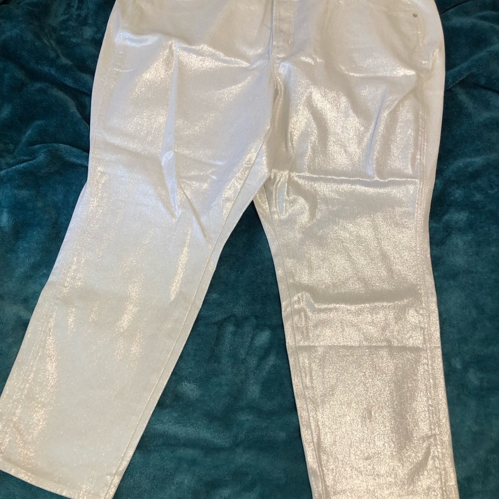 Old Navy Metallic Silver Straight-Leg Jeans